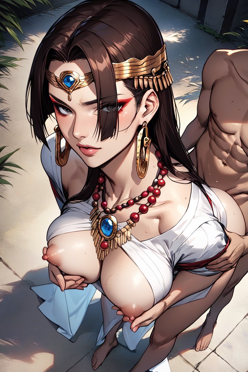 Barefoot, Faceless Man Grabbing Her Ass, Faceless Man Stands Behind Hancock Hentai AI Porn