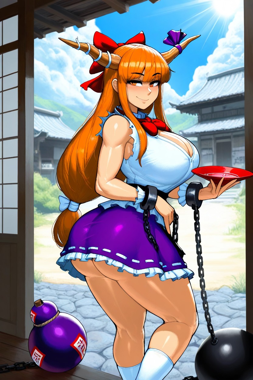 Orange Hair, Cute, Solo Hentai AI Porn