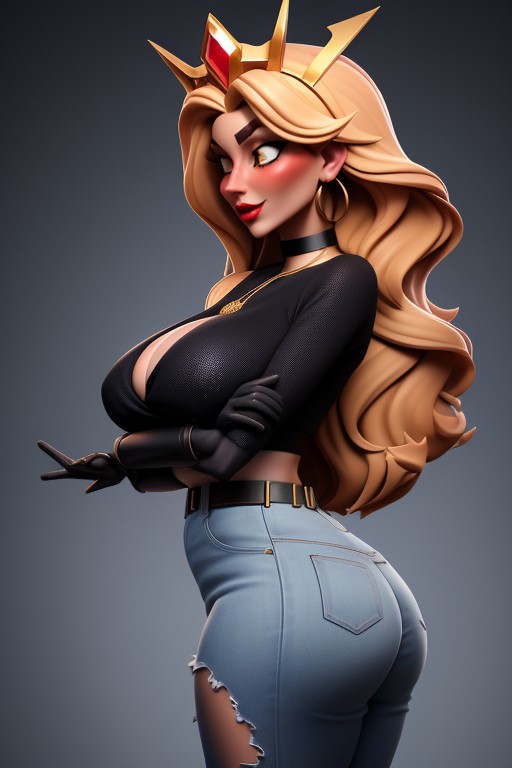 Royal Golden Jewelry, White Mane Fur, Red Skin Devil Hentai AI Porn