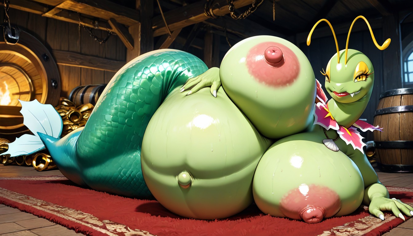 Model Body, Topless, Female Meganium Hentai AI Porn