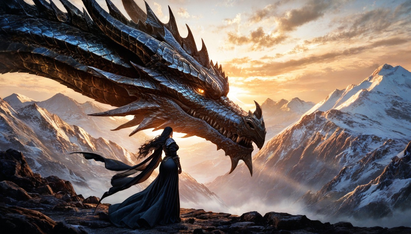 Western Dragon, Flowing Gown, Beautiful Woman Hentai AI Porn