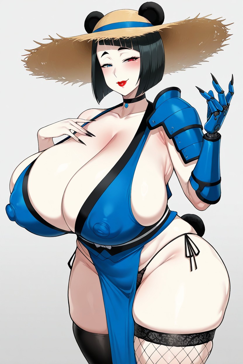 Black Legwear, Single, Cleavage Hentai IA