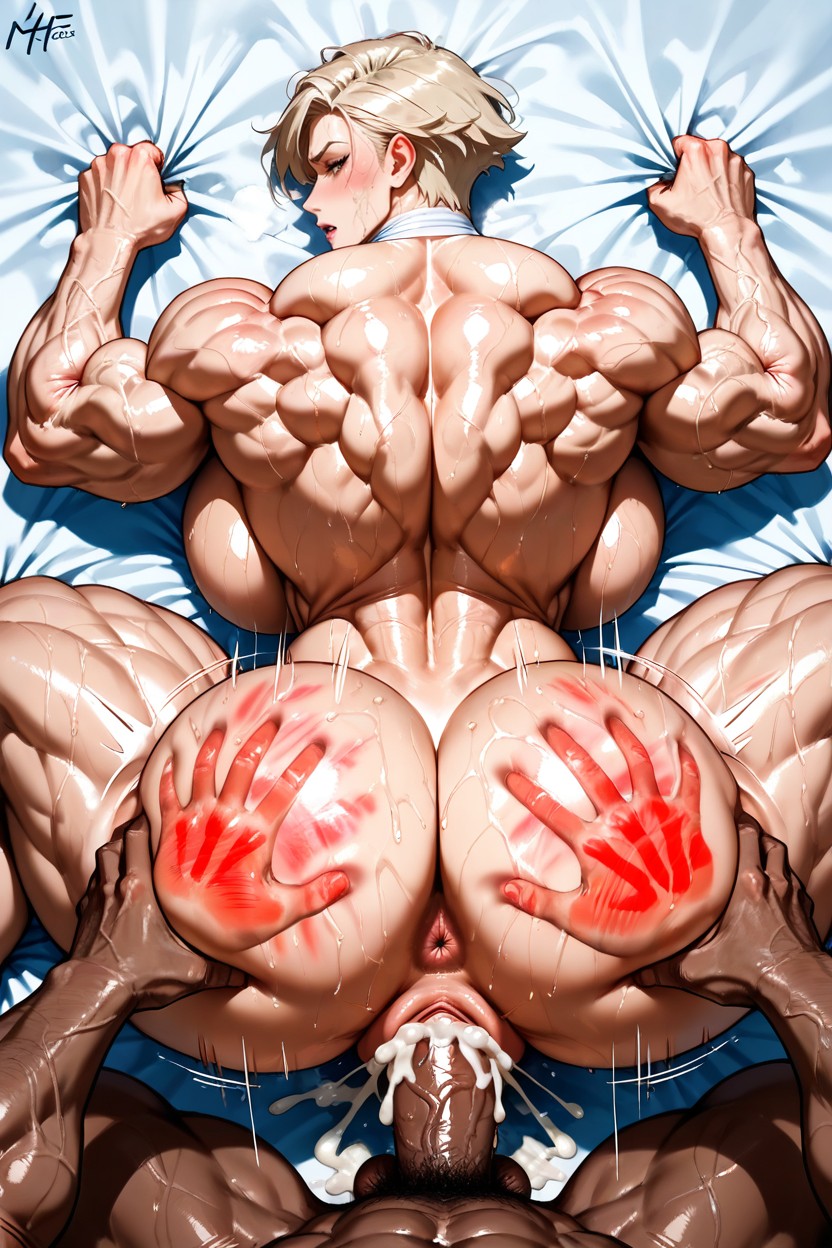 Muscular Thick Neck, Female Much Larger Than Male, Nces Style Hentai AI Porn