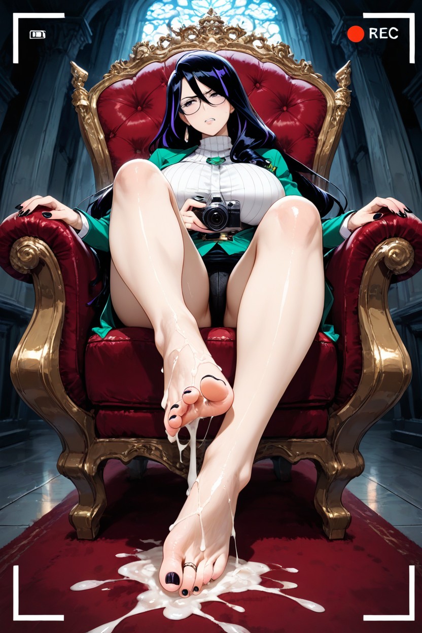 Glasses, Leg Bent, High Angle Selfie Shot Taken From Above Hentai IA