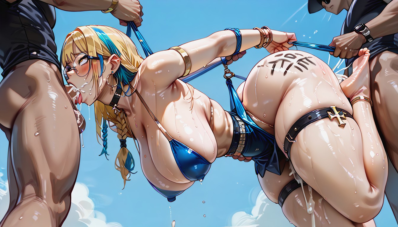 Grabbed Arms, Extremely Large Ass, Blonde Hair Hentai AI Porn