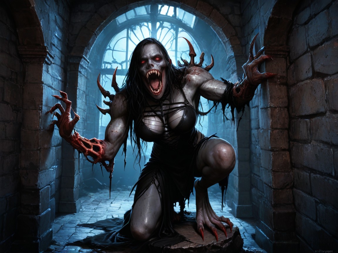 Sharp Claws, Cinematic Lighting, Horror-themed Porno IA Hentai