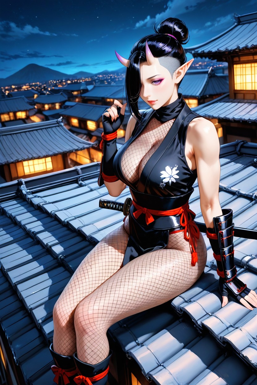 Figure, Sitting Down, Sleeveless Ninja Costume Hentai IA