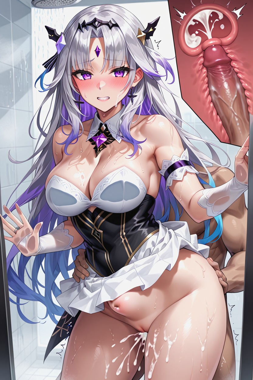 Open Mouth, Cum On Legs, Cross Section View Hentai AI Porn