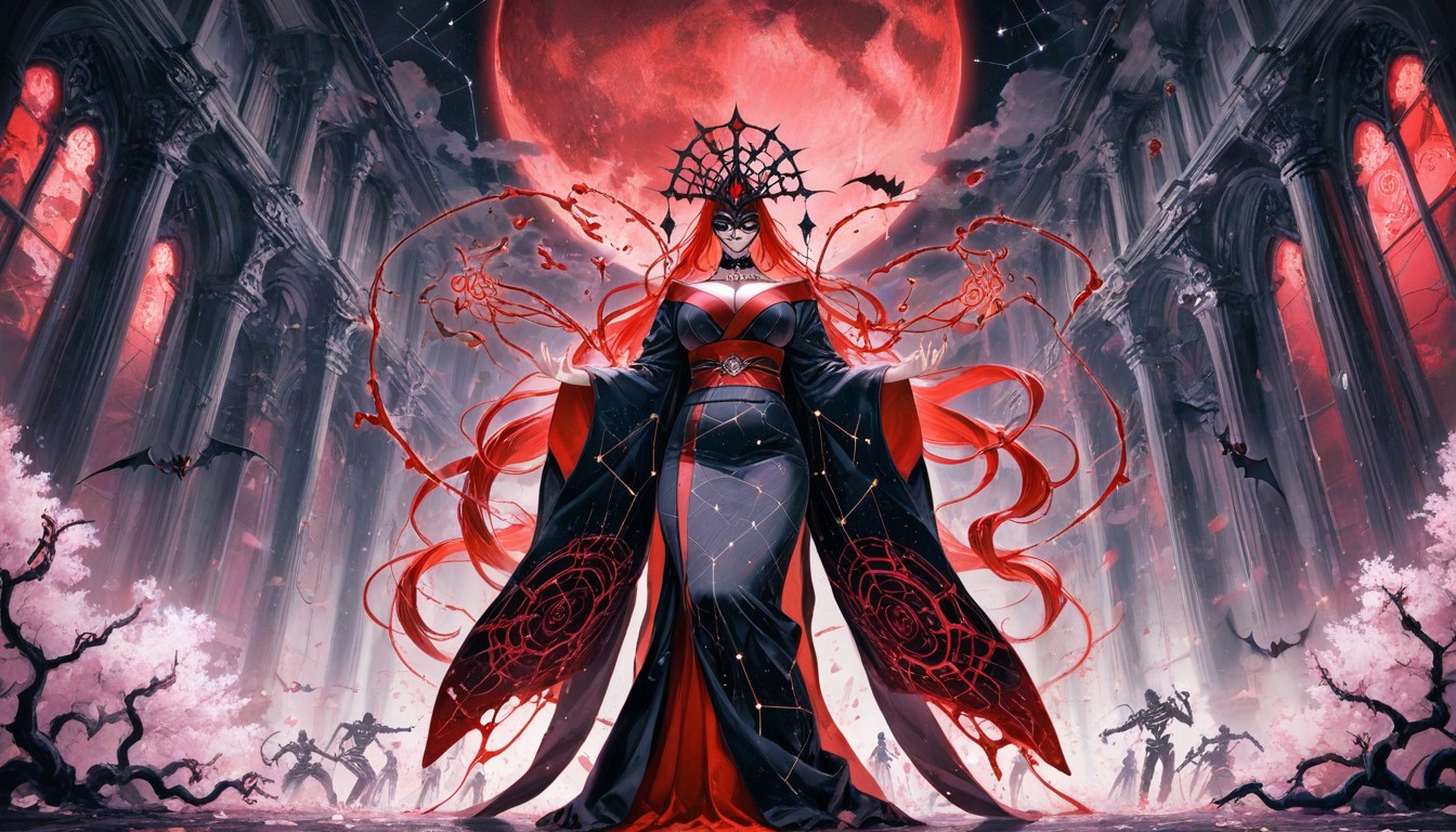 Vampire Empress, Celestial Sky, Cherry Blossoms Porno IA Hentai