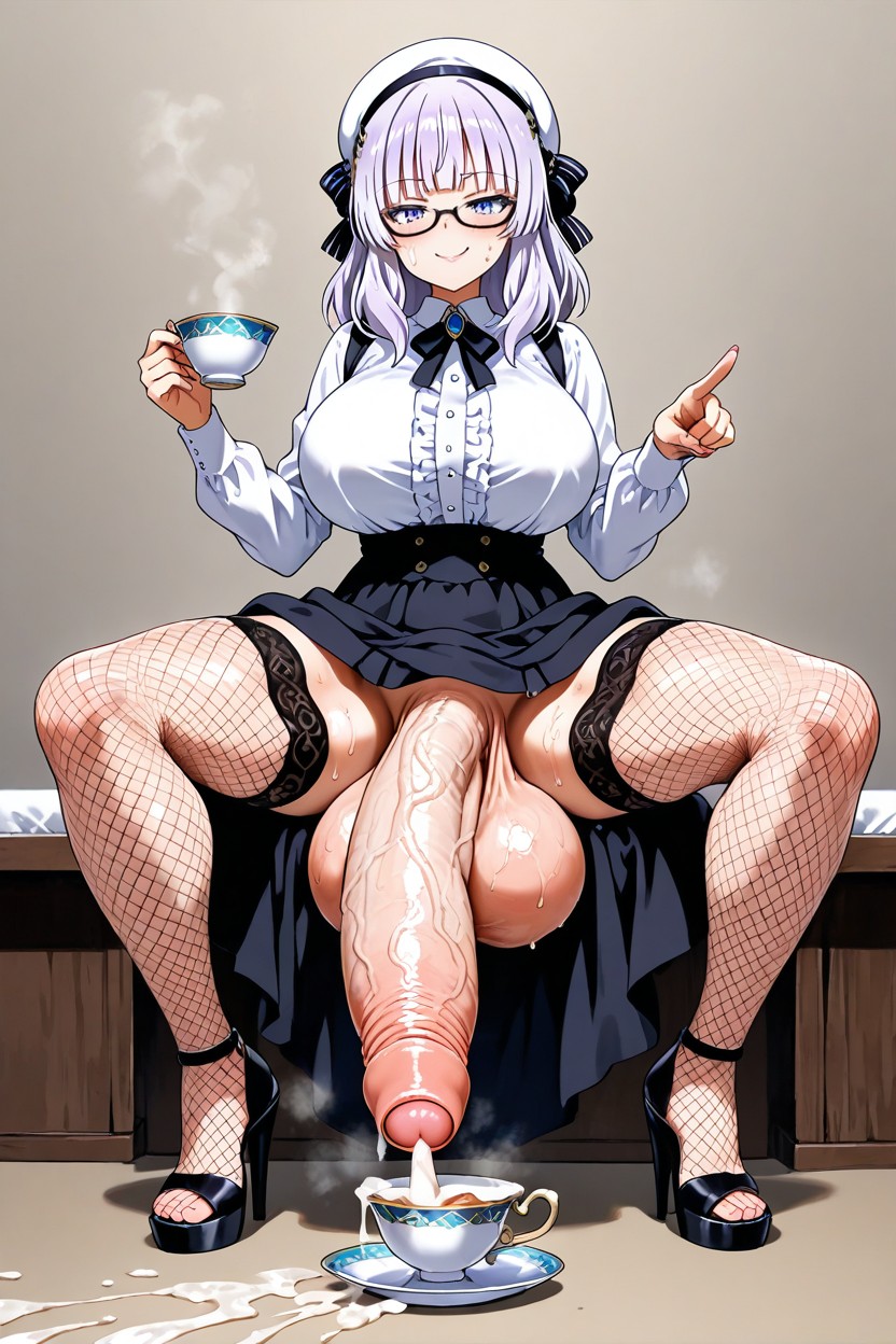 Cum In A Teacup, Rounded Breast, Sweaty Huge Cock Hentai AI Porn