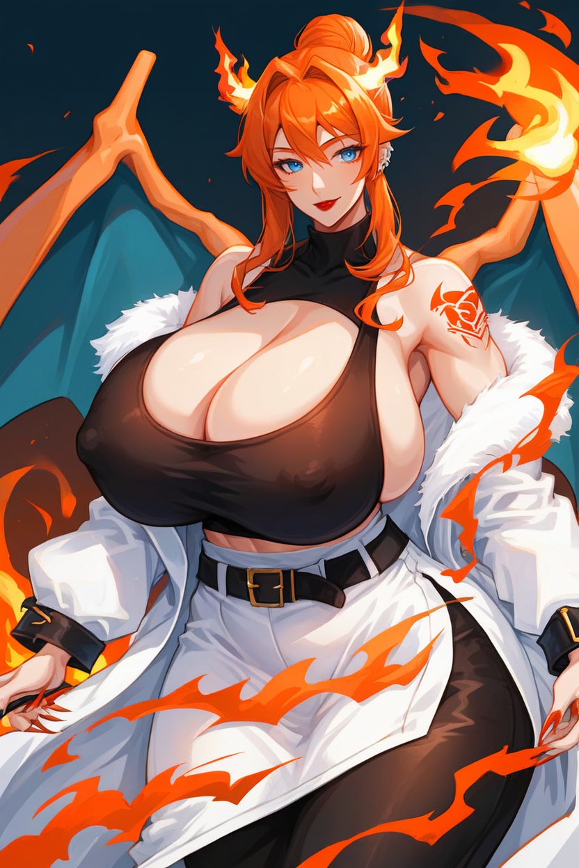High Collar, Skindentation, Humanized Charizard Hentai IA