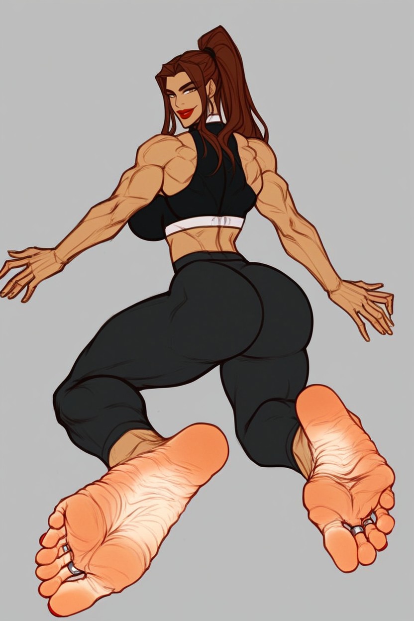 Very Large Width Of Feet, Very Filthy Feet, Red Lipstick 動漫AI成人