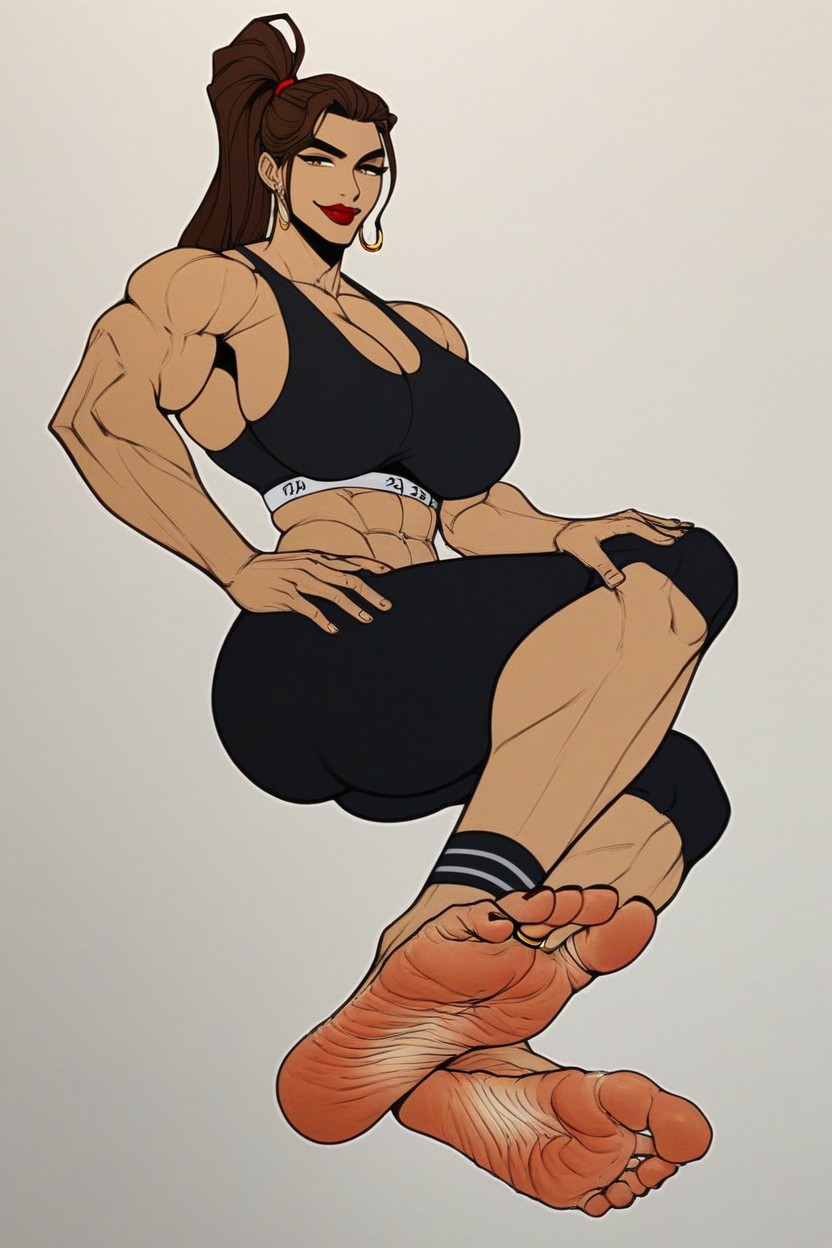 Very Large Pronounced Heels, Pronounced Foot Bonyness, Large Surface Area Of Feet Hentai IA