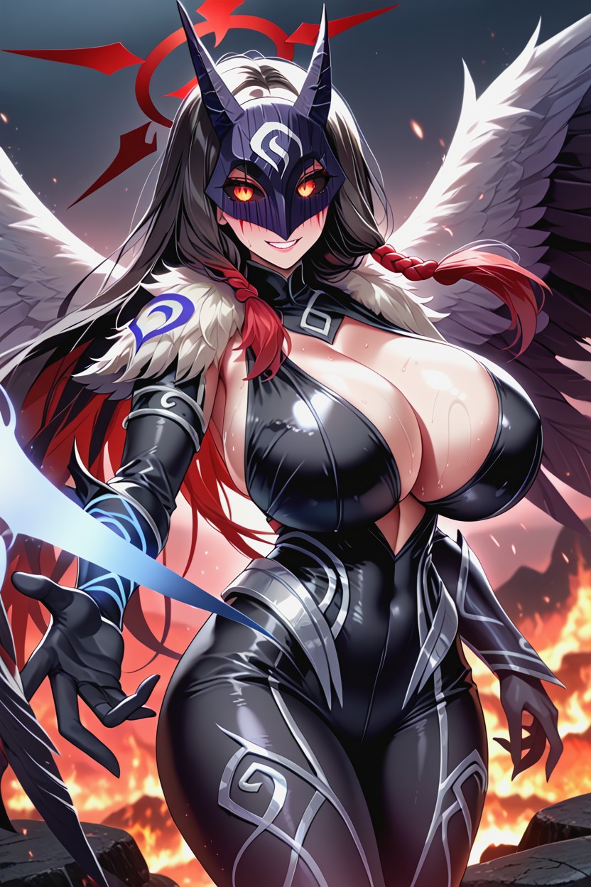 Armadura De Soldado De Asalto, Hair Tied Into A Low Braided Ponytail, Female "black Knight" Hentai IA