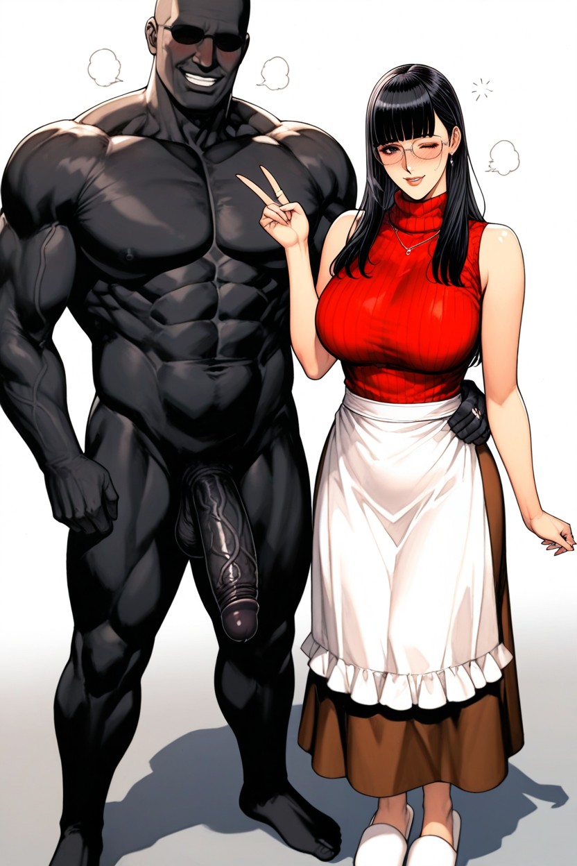 Standing, Interracial, Black Eyes Hentai IA