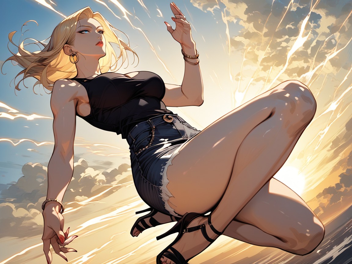 Flying Pose, Detailed Hair, Anatomically Correct Body Hentai AI Porn
