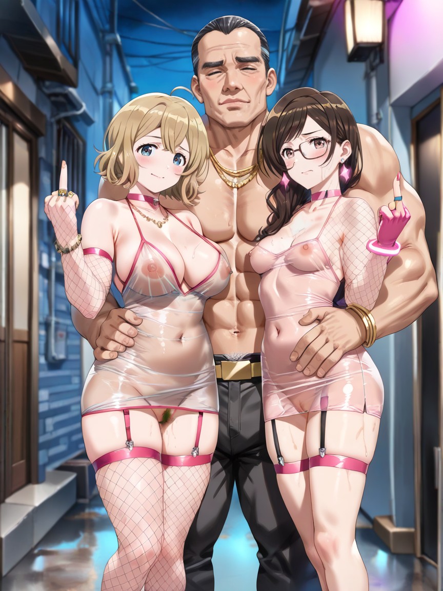 After Rain, Hand Raised Middle Finger, Pink Heels Hentai AI Porn