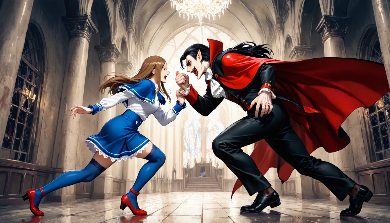 Fighting, Dracula Outfit, Delgada Hentai IA