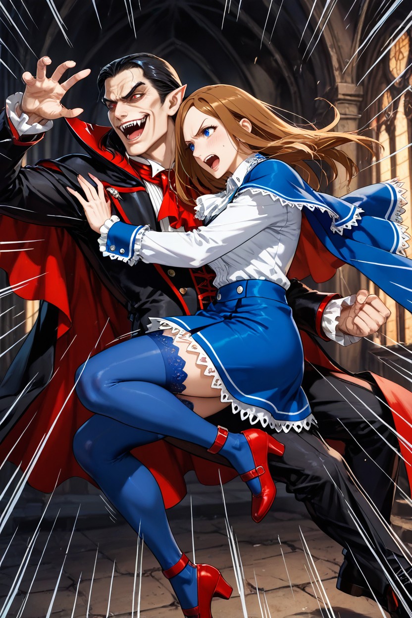 Dracula Outfit, Vista Lateral, White Shirt Hentai IA