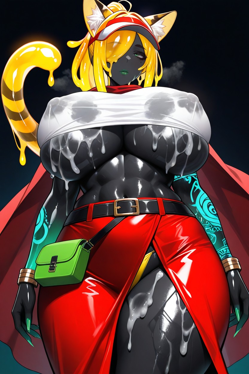 Dry Skin, Green Lipstick, Single Thigh Hentai IA