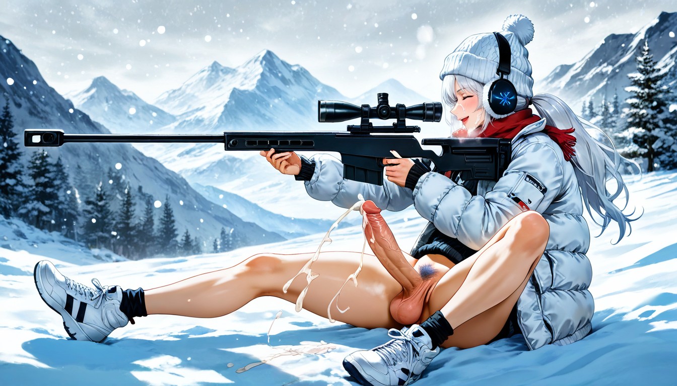 Testicle, Aiming, White Down Jacket Hentai IA