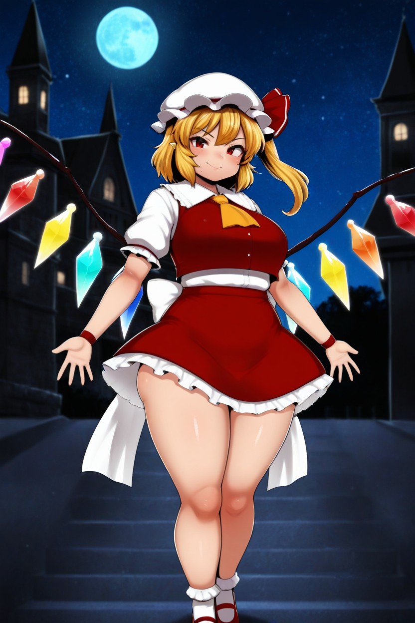 Red Skirt, White Bow, One Side Up Hentai IA