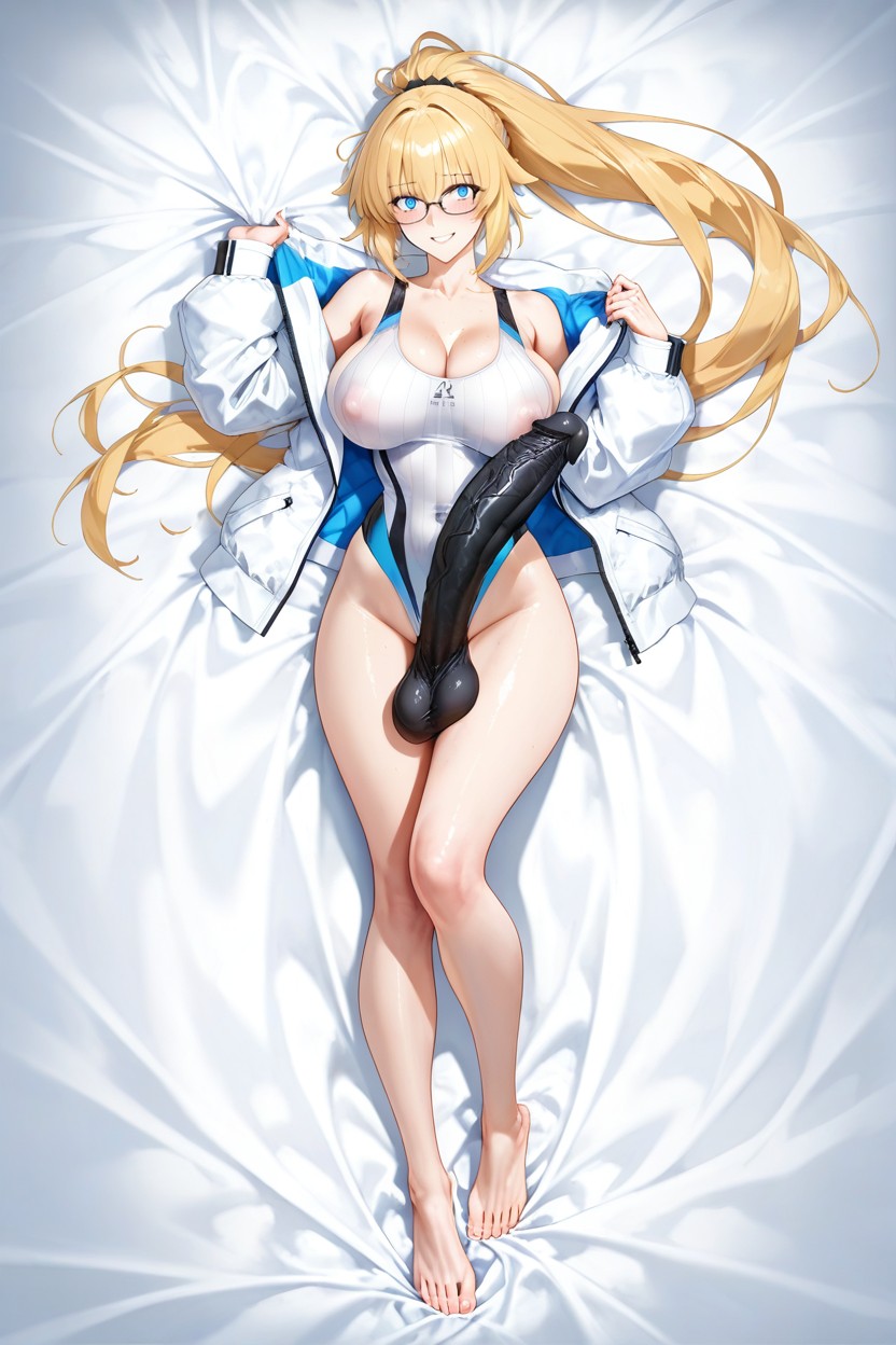 Wearing A White One-piece Swimsuit, Cuerpo Completo, One Image Hentai IA