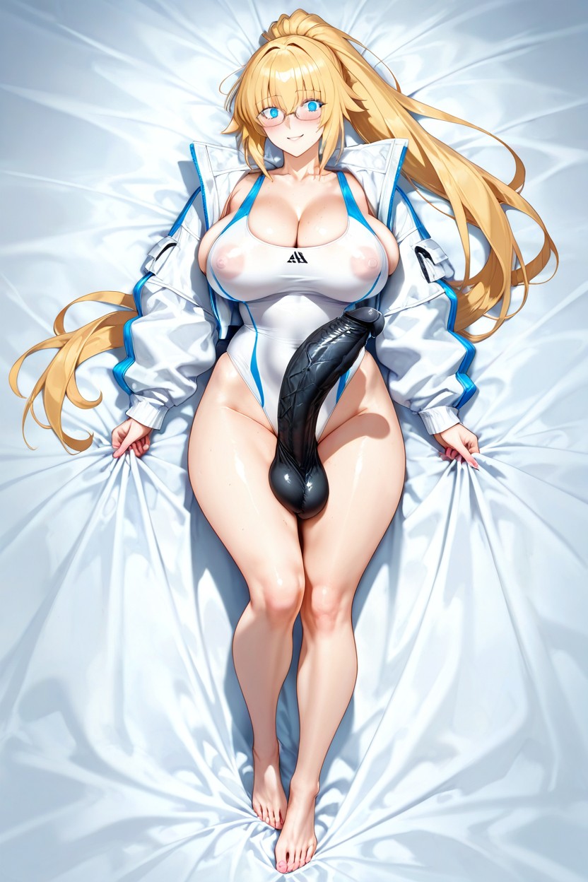 Ponytail, Smiling, Arge Cock Hentai AI Porn
