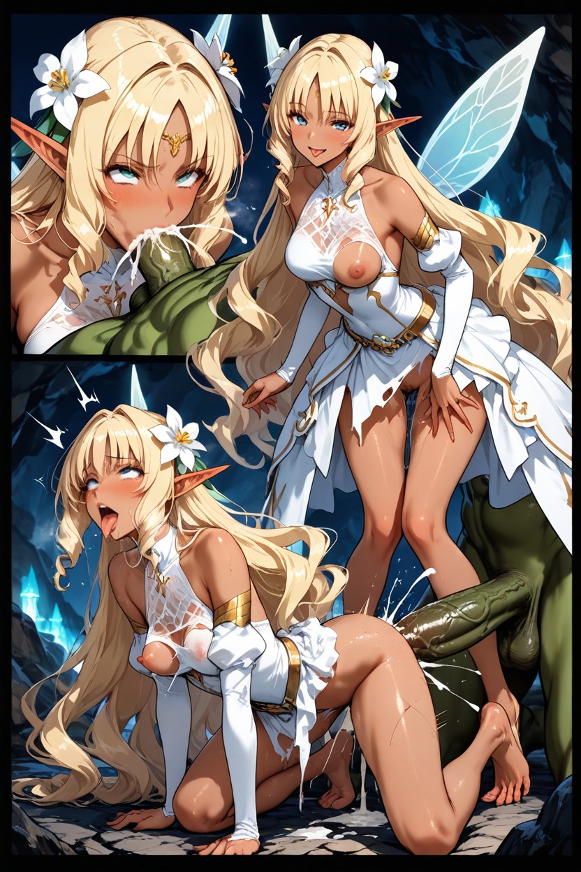 Smooth Knees, Thigh Gap, Dark Skin Elf Hentai AI Porn