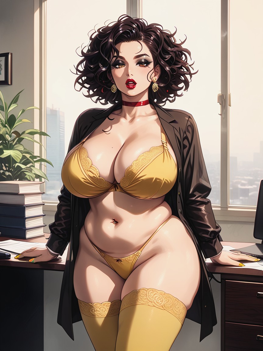 Yellow Stockings, Office, American Hentai AI Porn