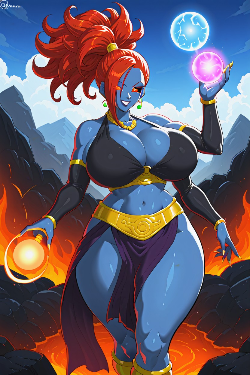 Absurdly Massive Round Hyper Huge Breasts, Genie Woman, Volcano Elemental Hentai AI Porn