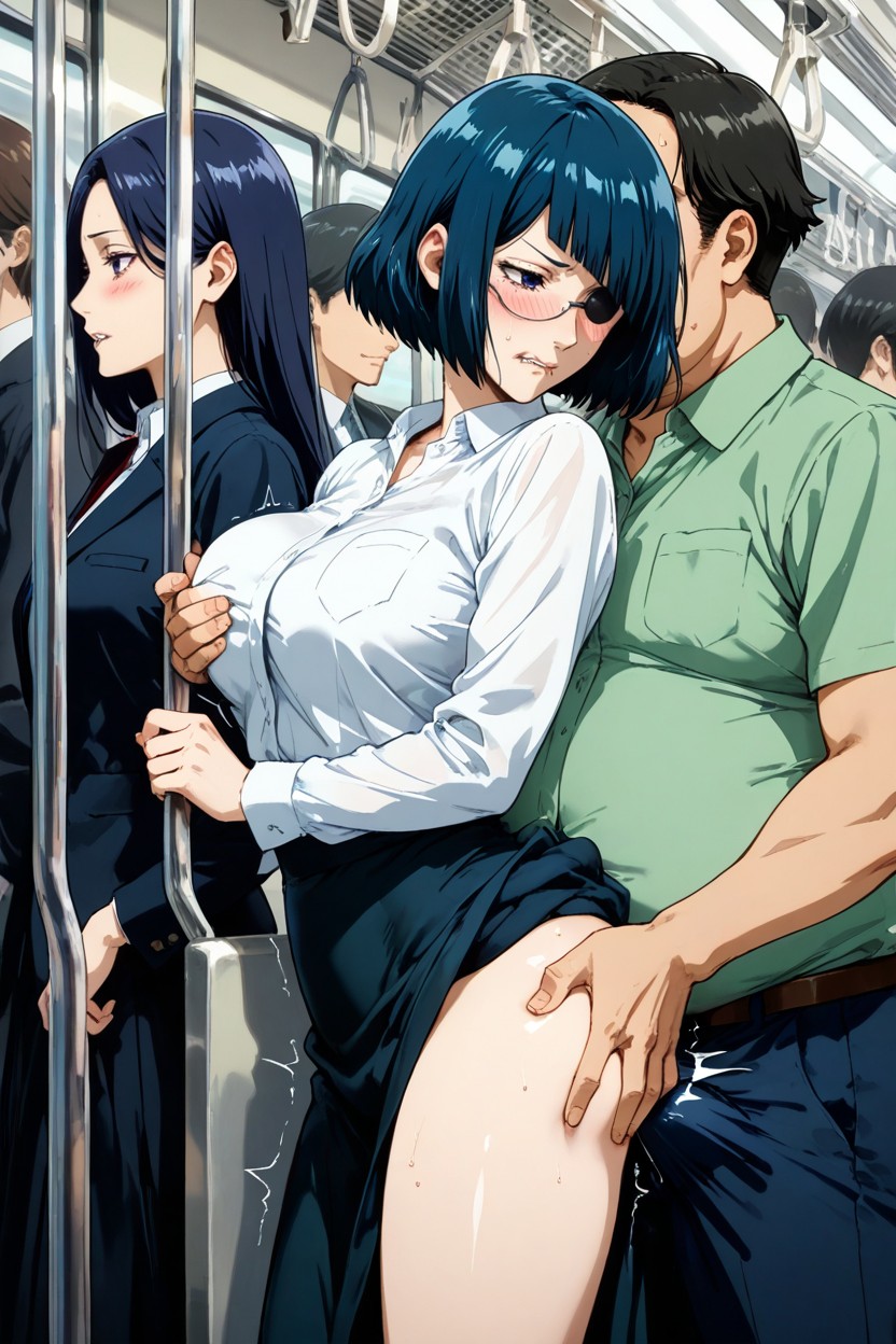 Japanese, Fingering Inside Her Skirt, Side View Hentai AI Porn