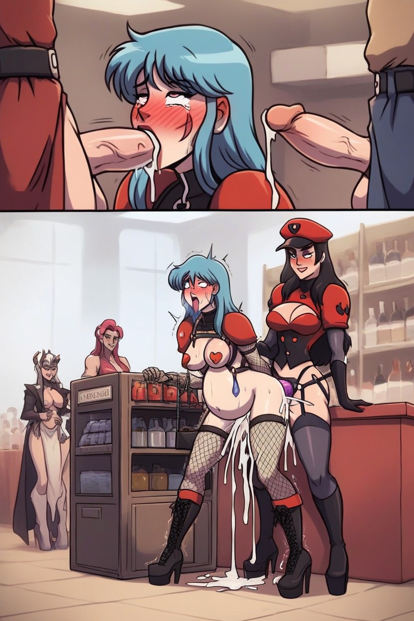 Strap On, Fishnet Bodysuit, Multiple Views Hentai AI Porn