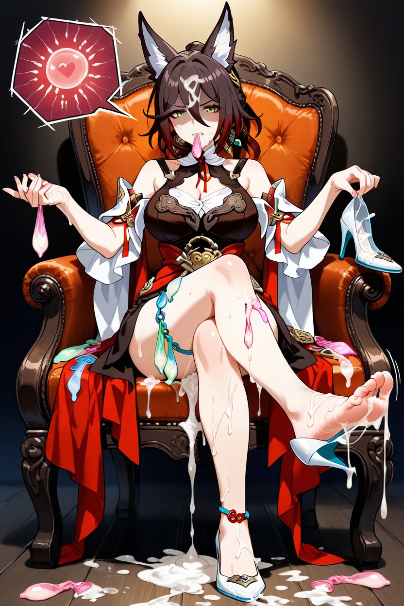 Legs Crossed, Style Anime, Used Condom Hentai AI Porn