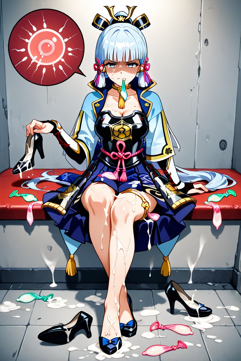 Sitting, Glaring, Cum On Clothes Huge Amount Of Cum Hentai AI Porn