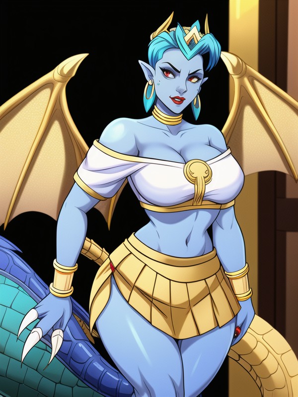 Gold Arm Band, Visible Blue Scales, Night Hentai AI Porn