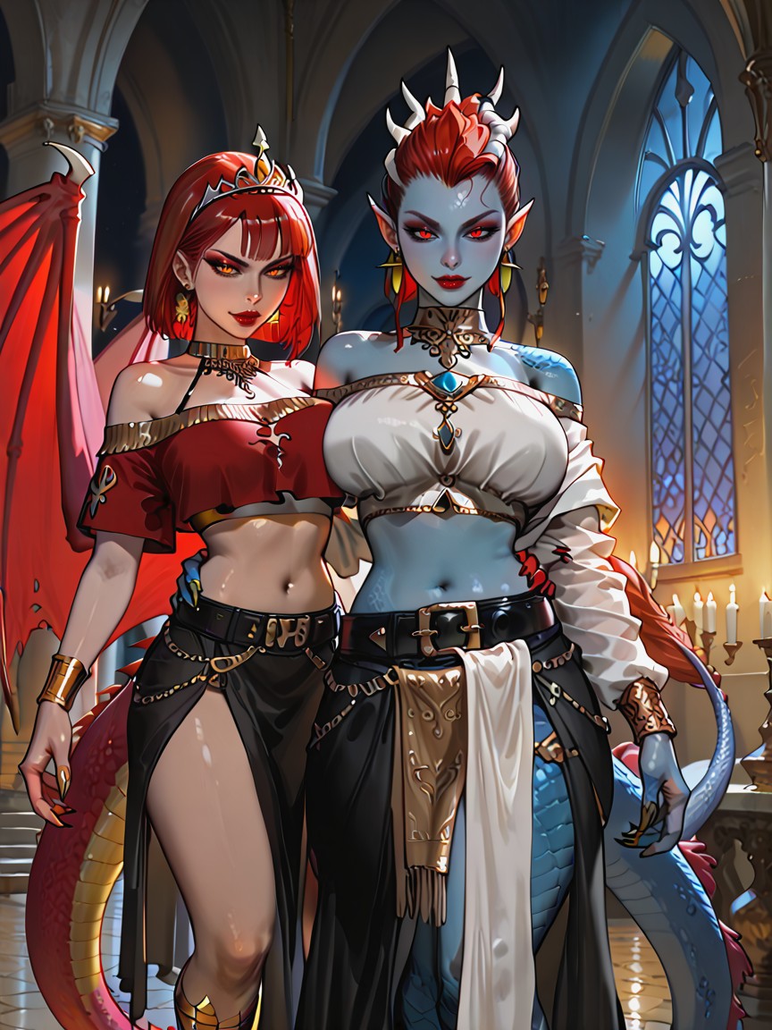 Short Length, Demona From Gargoyles, Standing On Top Of A Medieval Castle Hentai AI Porn
