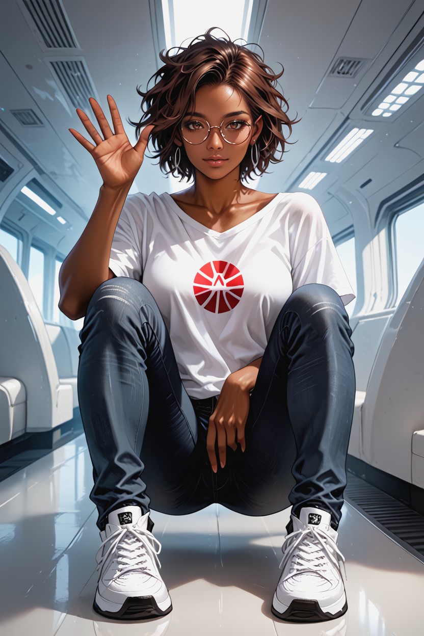 Brown Hair, Tanned Skin, White Sneakers Hentai AI Porn