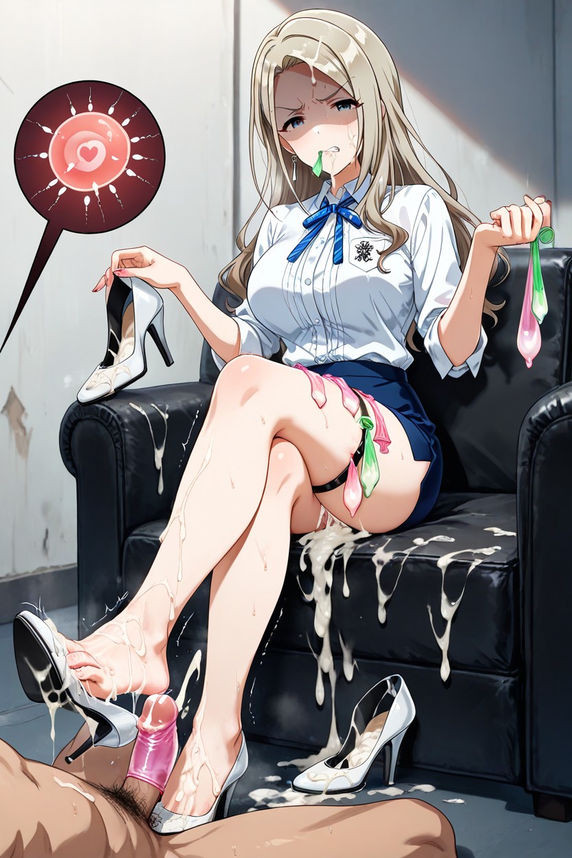 Disgust, Semen Soaked High Heels, Legs Crossed Hentai AI Porn