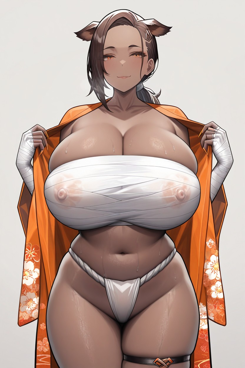 Smug Face, Navel, Mature Woman Hentai AI Porn