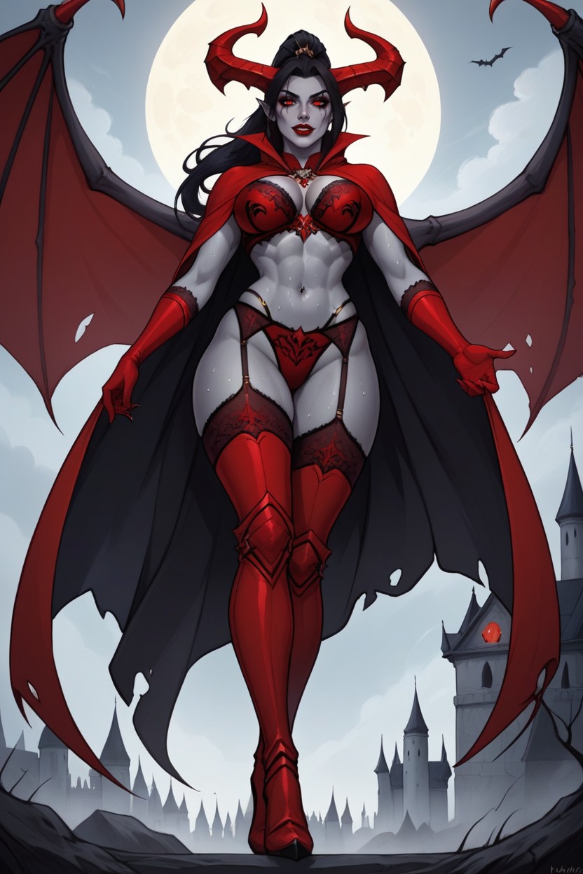 Intricate Leg And Hip Patterns, Red Eyes, Vampire Hentai AI Porn