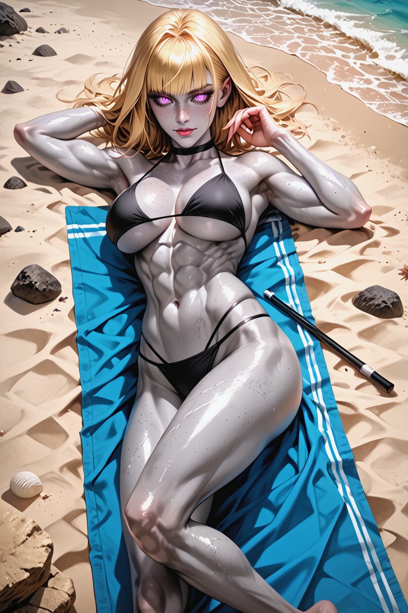 Perfect Eyes, Black Bikini, Calm Vacation Mood Hentai AI Porn