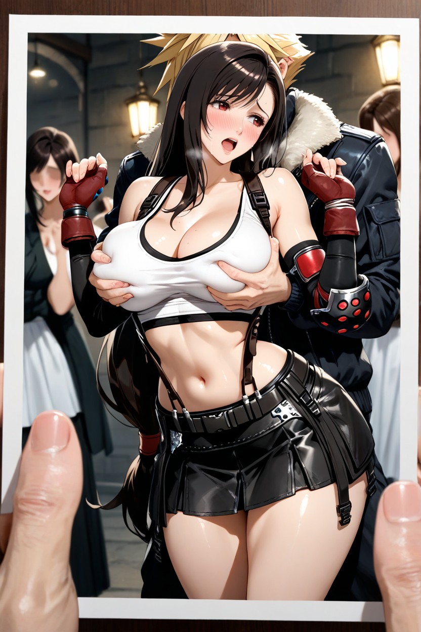 Waist Shot, Cloud Groping Tifa's Titties, Dry Humping Hentai AI Porn