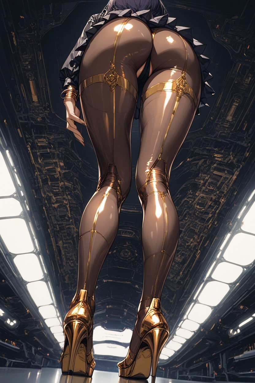 Perfect Feet, Blurry Background, Seethrough Flesh Colour Bodystocking Hentai AI Porn