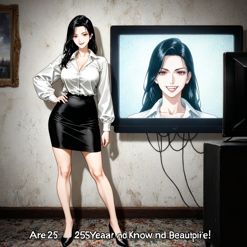 Hips, Long Beautiful Legs, White Transparent Unbuttoned Shirt Hentai AI Porn