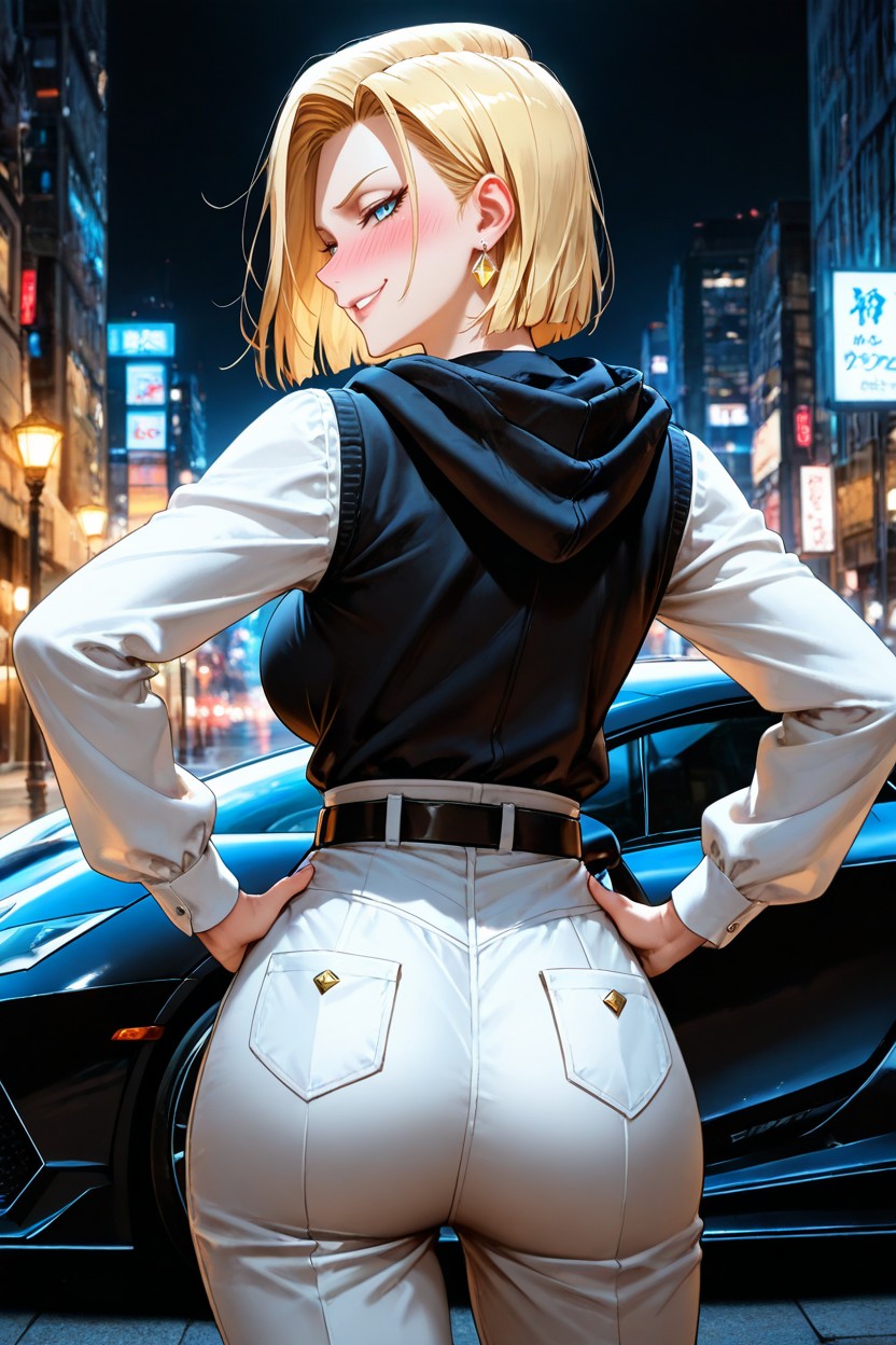 Cinematic, Hands On Hips, Her Hand On The Hood Hentai AI Porn