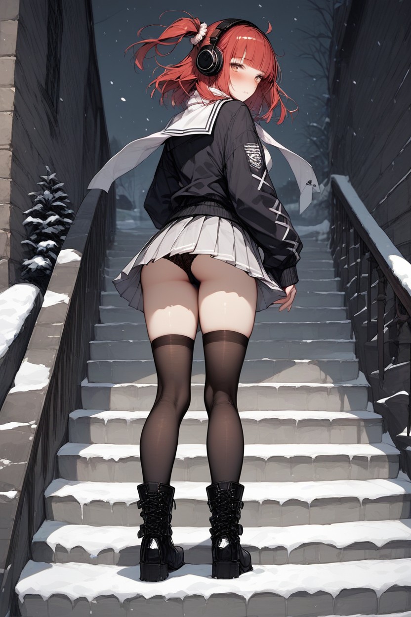 Blunt Bangs, One Side Up, Scarf Hentai AI Porn