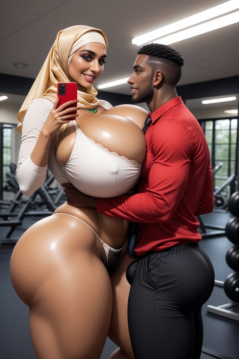 Big Round Boobs, In Gym, Ponytail Hair Hentai AI Porn