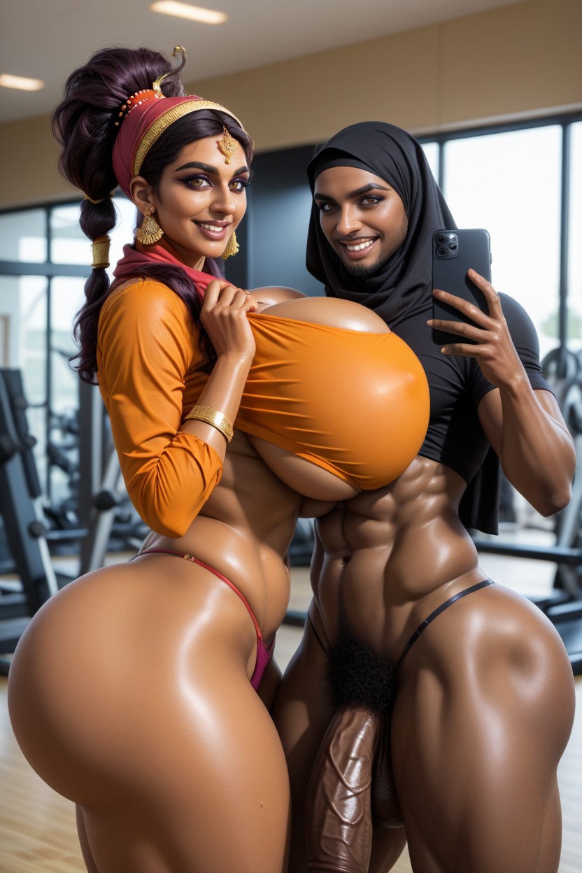 Waist Shot, Gym, Oiled Body Hentai IA