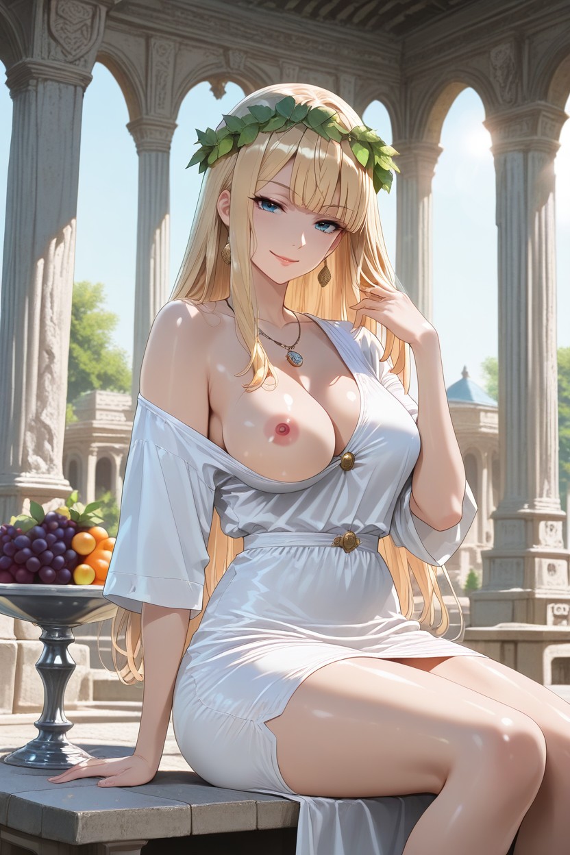 Wispy Hair Bangs, In Ancient Roman Palace, Stone Pillars Hentai AI Porn